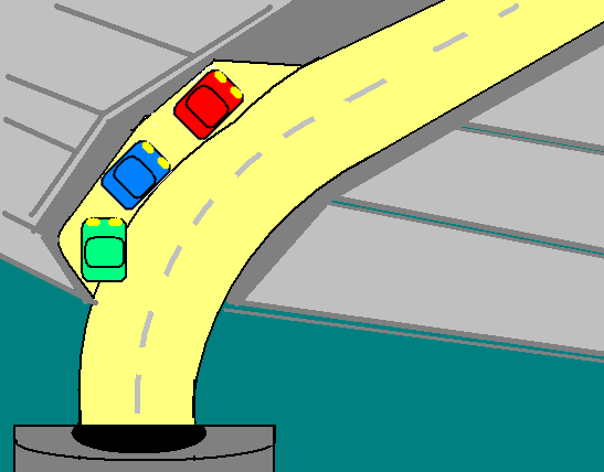車三台停車の図